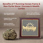 7 Running Horses Frame & Raw Pyrite Stone | Success & Wealth Combo - view 4