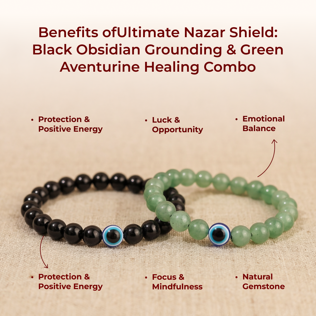 Ultimate Nazar Shield: Black Obsidian & Green Aventurine Healing Combo - view 2