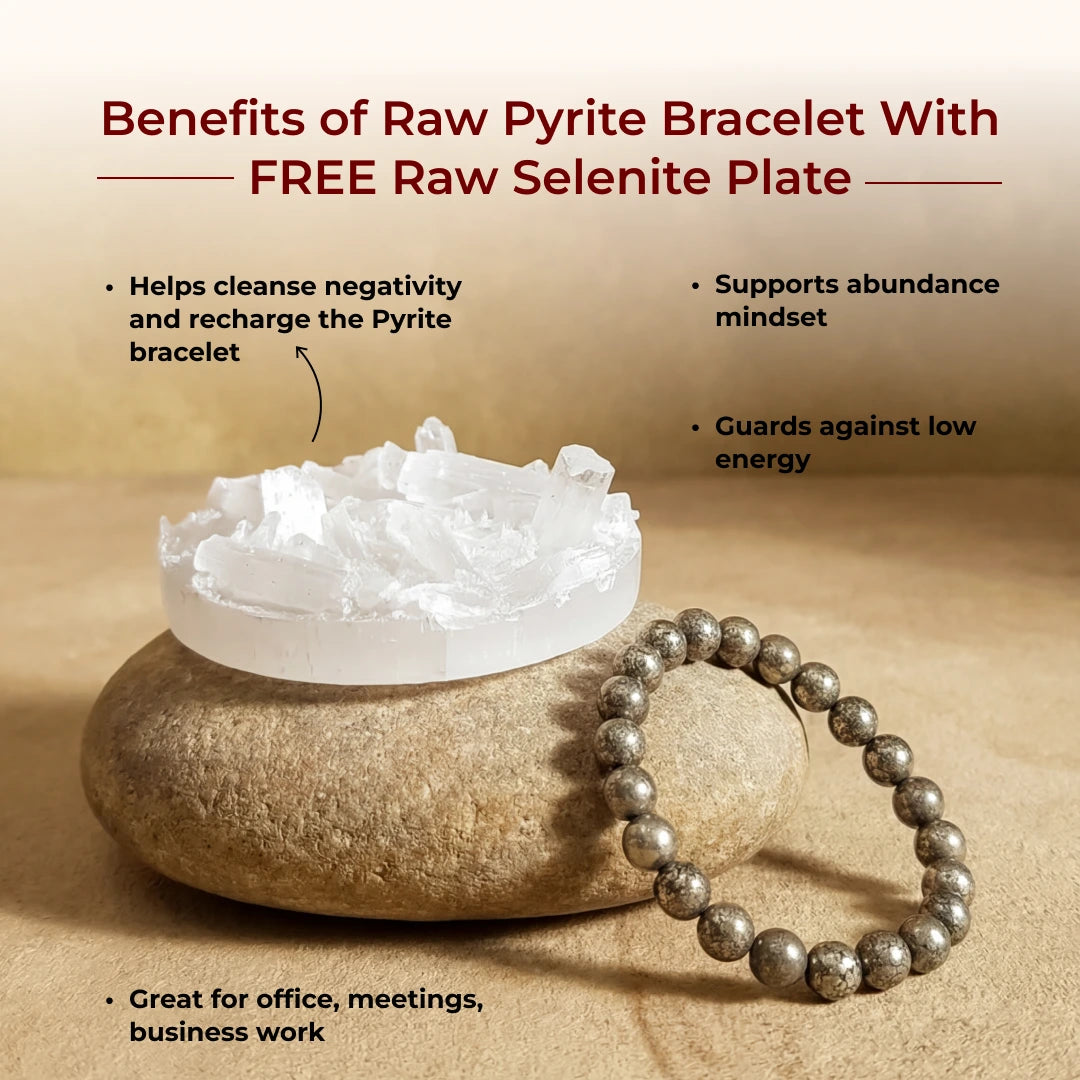 Raw Pyrite Bracelet With FREE Raw Selenite Plate - view 3