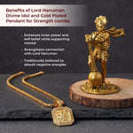 Lord Hanuman Divine Idol and Gold Plated Pendant for Strength combo - view 3