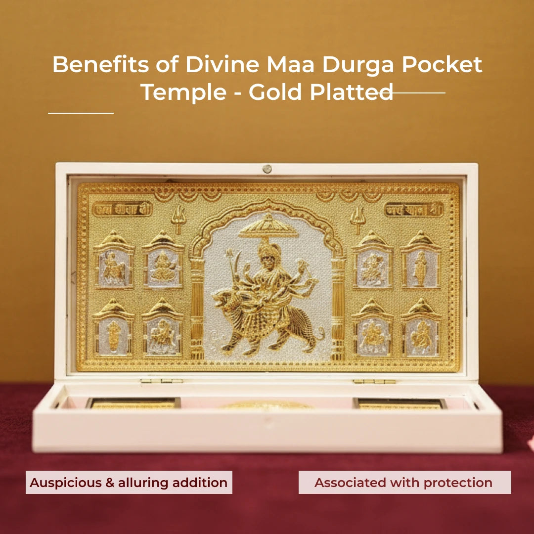 Divine Maa Durga Pocket Temple - Gold Platted - view 3