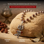 Silver Cap Rudraksha Mala with Trishul Damroo - view 4