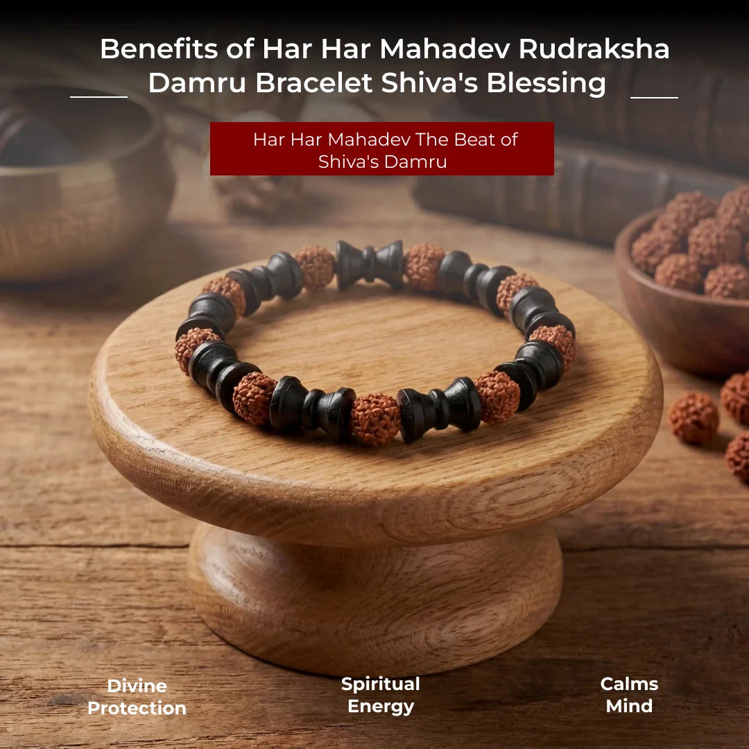 Har Har Mahadev Rudraksha Damru Bracelet Shiva's Blessing - view 8