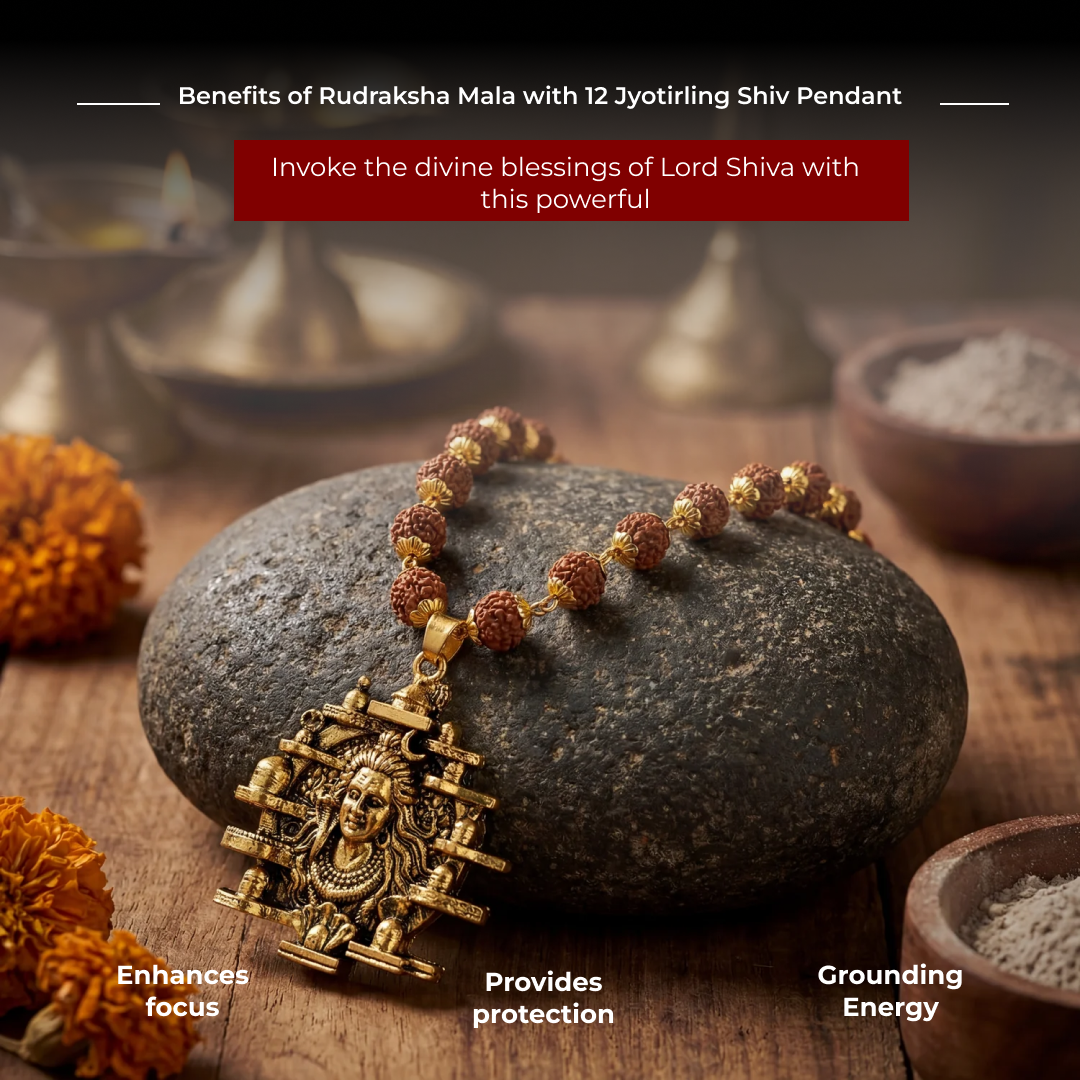 Rudraksha Mala with 12 Jyotirling Shiv Pendant - view 12
