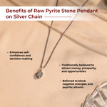 Raw Pyrite Stone Pendant on Silver Chain - view 3