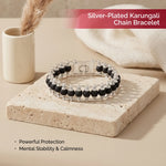 Silver-Plated Karungali Chain Bracelet - Made from Natural Ebony Wood - view 3
