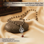 Rudraksha Karungali Mala in Silver-Cap with Shiv Trishul & Rudraksha Pendant - view 3