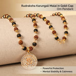 Rudraksha Karungali Malai in Gold-Cap with Om Pendant - view 3