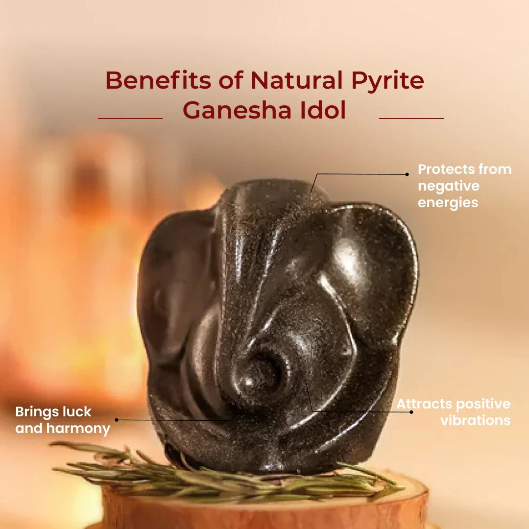 Natural Pyrite Ganesha Idol - view 11