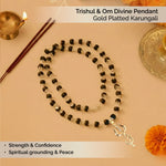 Trishul & Om Divine Pendant with Gold Platted Karungali