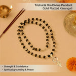 Trishul & Om Divine Pendant with Gold Platted Karungali - view 5
