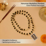 Hanuman Medallion Pendant with Gold Platted Karungali