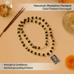 Hanuman Medallion Pendant with Gold Platted Karungali - view 6