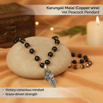 Karungali Malai (Copper wire) with Vel Peacock Pendant - view 5
