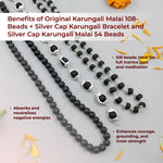 Original Karungali Malai 108-Beads + Silver Cap Karungali Bracelet and Silver Cap Karungali Malai 54 Beads with Govt.