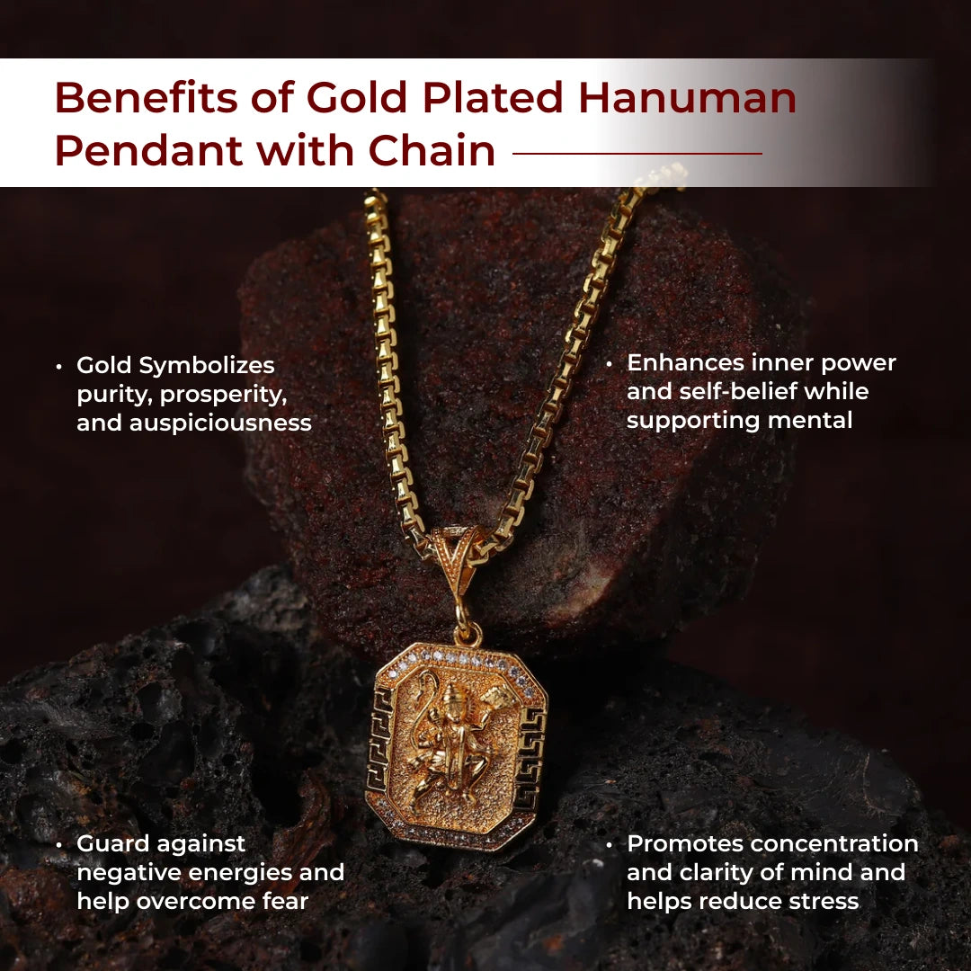 Gold Plated Hanuman Pendant with Chain - view 2