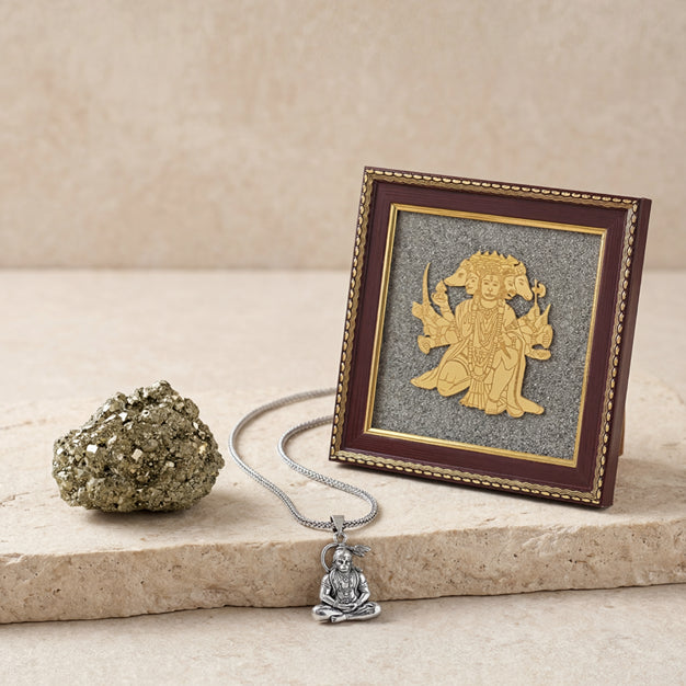Panchamukhi Hanuman Pyrite Frame for Strength and Protection Combo
