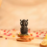 Divine Hindu Lord Ganesh Karungali Idol with Lotus Base– Ebony Wood