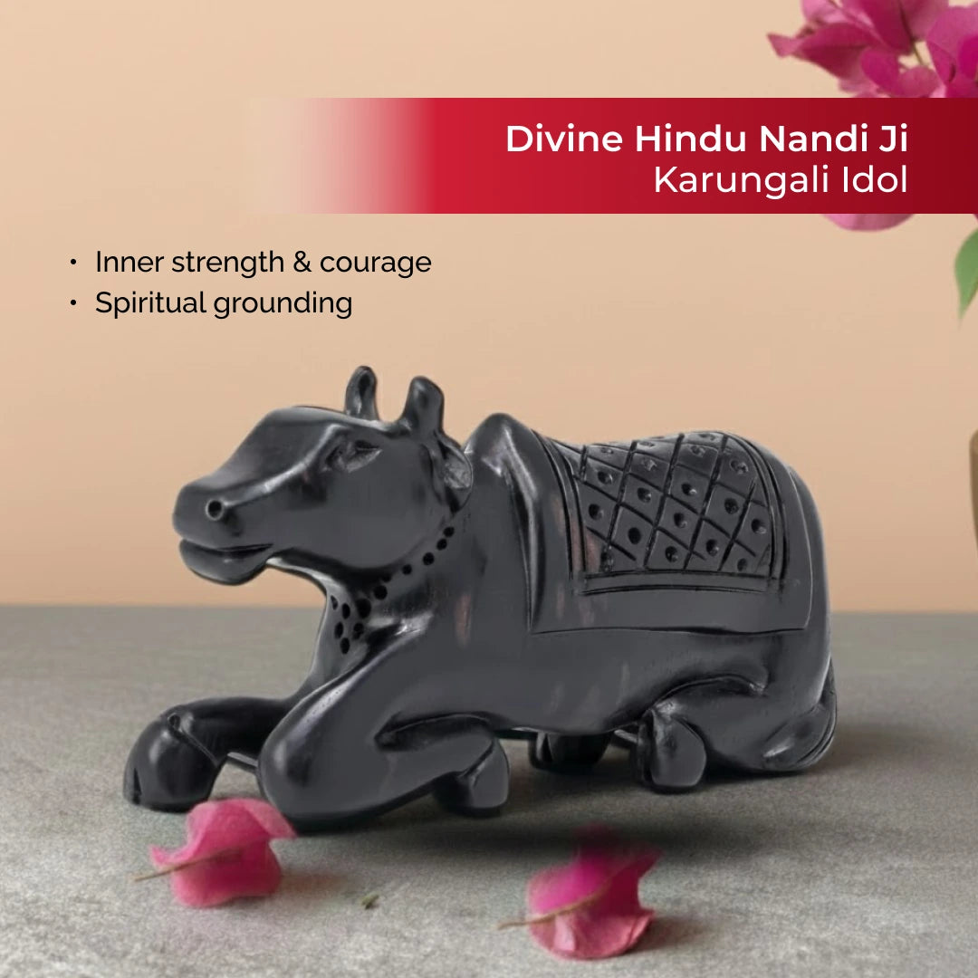 Divine Hindu Nandi Ji Karungali Idol – Ebony Wood