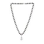 Silver Cap Karungali Mala with Trishul Nandi Pendant