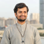 Rudraksha Karungali Malai in Silver-Cap with Om Shiva Trishul with Larger Bead