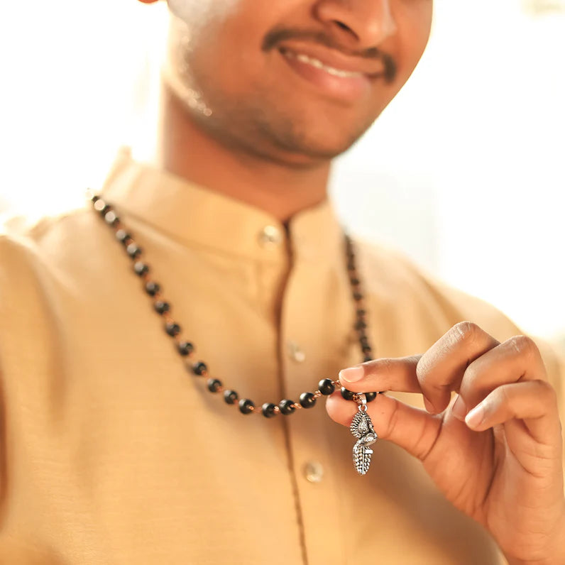 Karungali Malai (Copper wire) with Vel Peacock Pendant - view 7