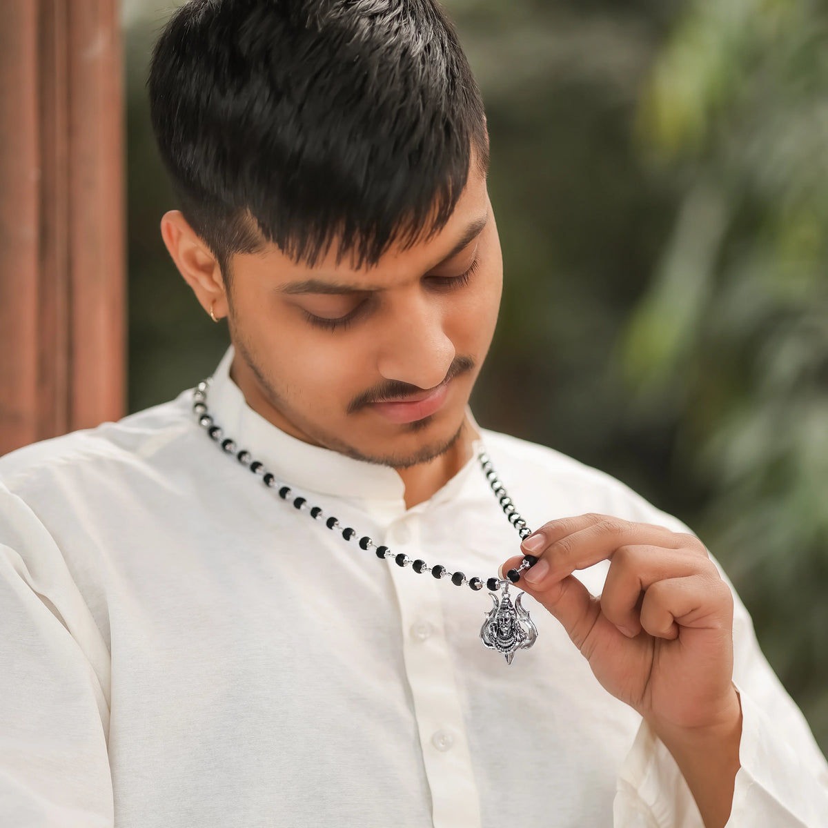 Mahadev Mukh Karungali Pendant in SIlver Finish - view 8