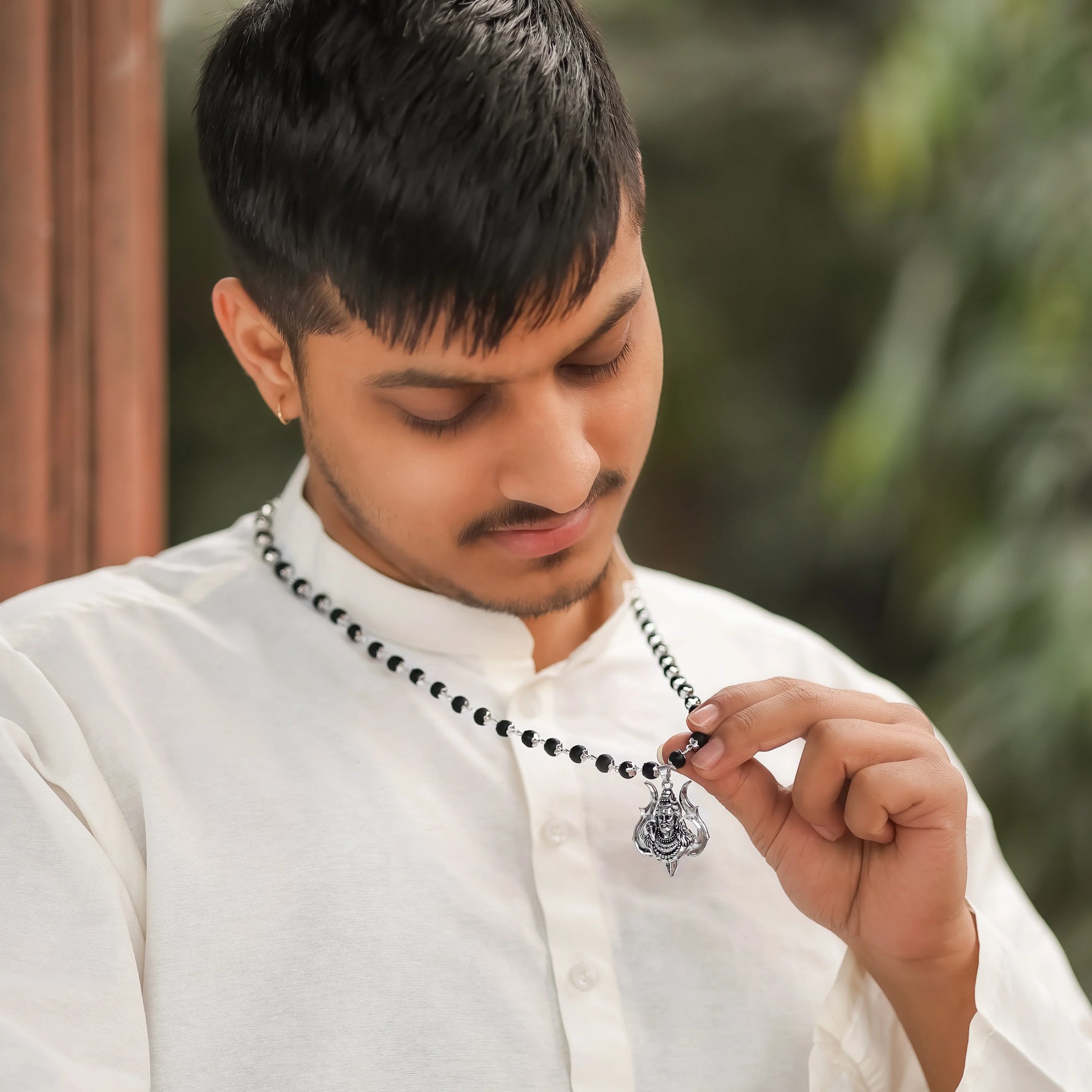 Mahadev Mukh Karungali Pendant in SIlver Finish - view 8