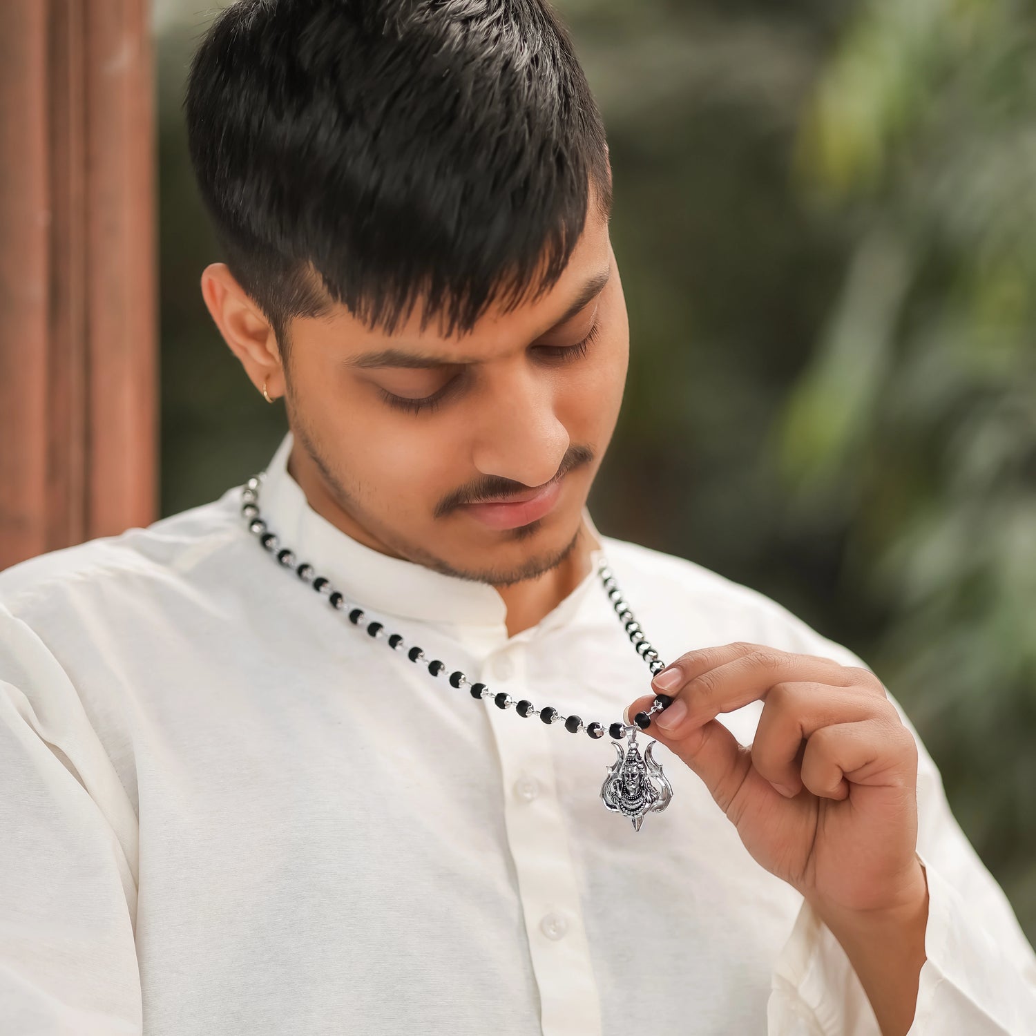 Mahadev Mukh Karungali Pendant in SIlver Finish - view 2