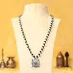 Silver-Capped Karungali Malai with Shree Yantra Pendant - view 2