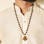 Divine Karungali Malai with Gold Capped Beads & Shiv Trishul Pendant - view 3