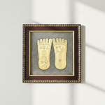 Raw Pyrite Frame with Goddess Laxmi Charan Paduka