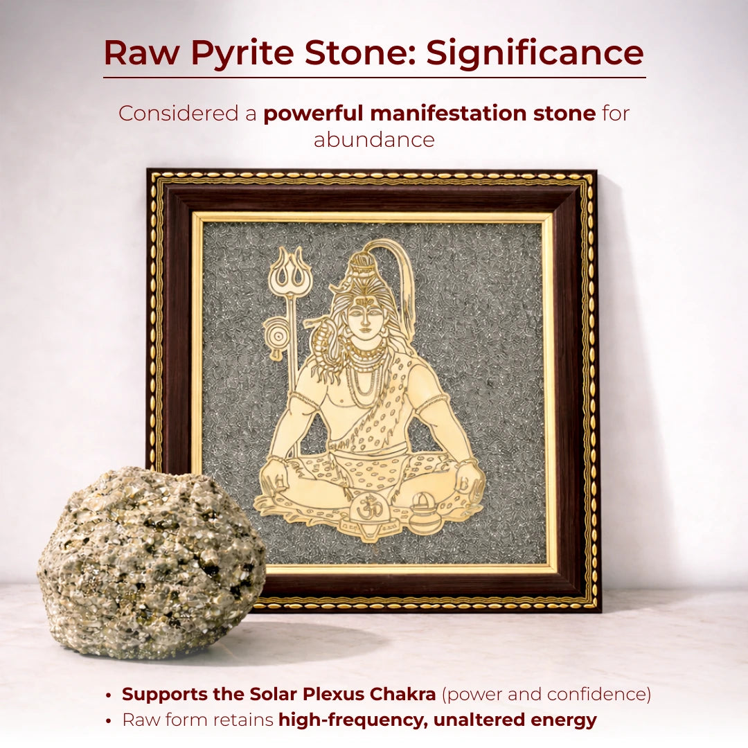 Lord Shiva Meditation Raw Pyrite Frame for Inner Peace - view 3