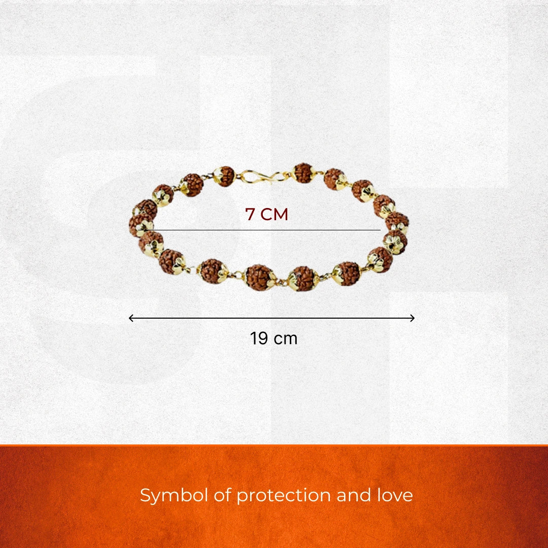 Gold Cap 5 Mukhi Rudraksha Bracelet - view 3