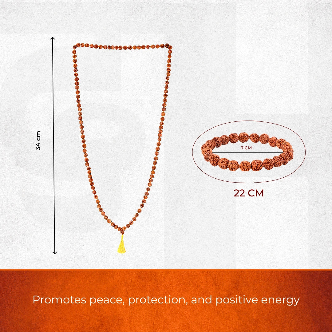108 Beads 5 Mukhi Rudraksha Mala & Bracelet Combo - view 2