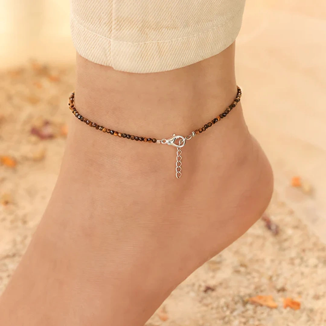 Tiger Eye Garnet, Red Garnet and Black Tourmaline Anklet Combo for Protection