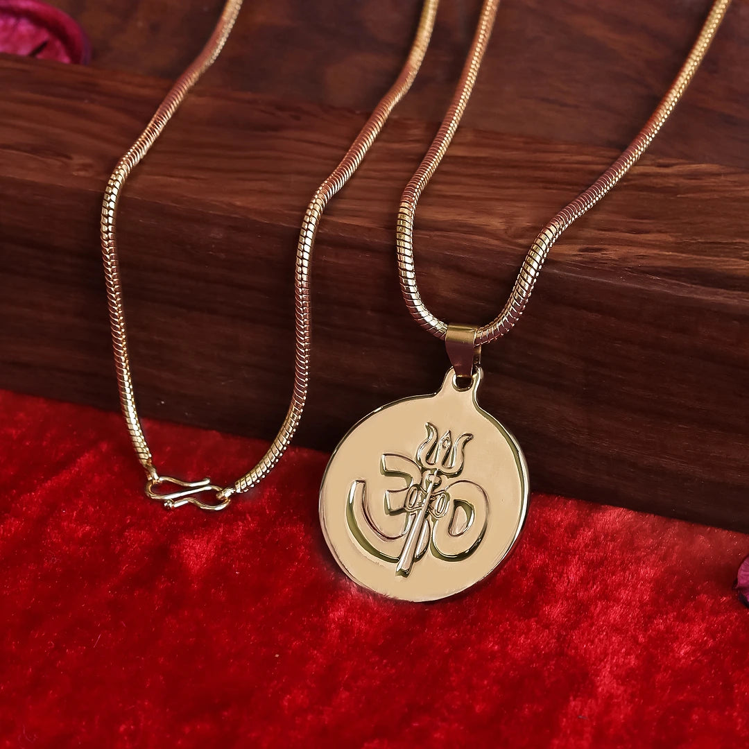 Gold Plated OM Coin Necklace