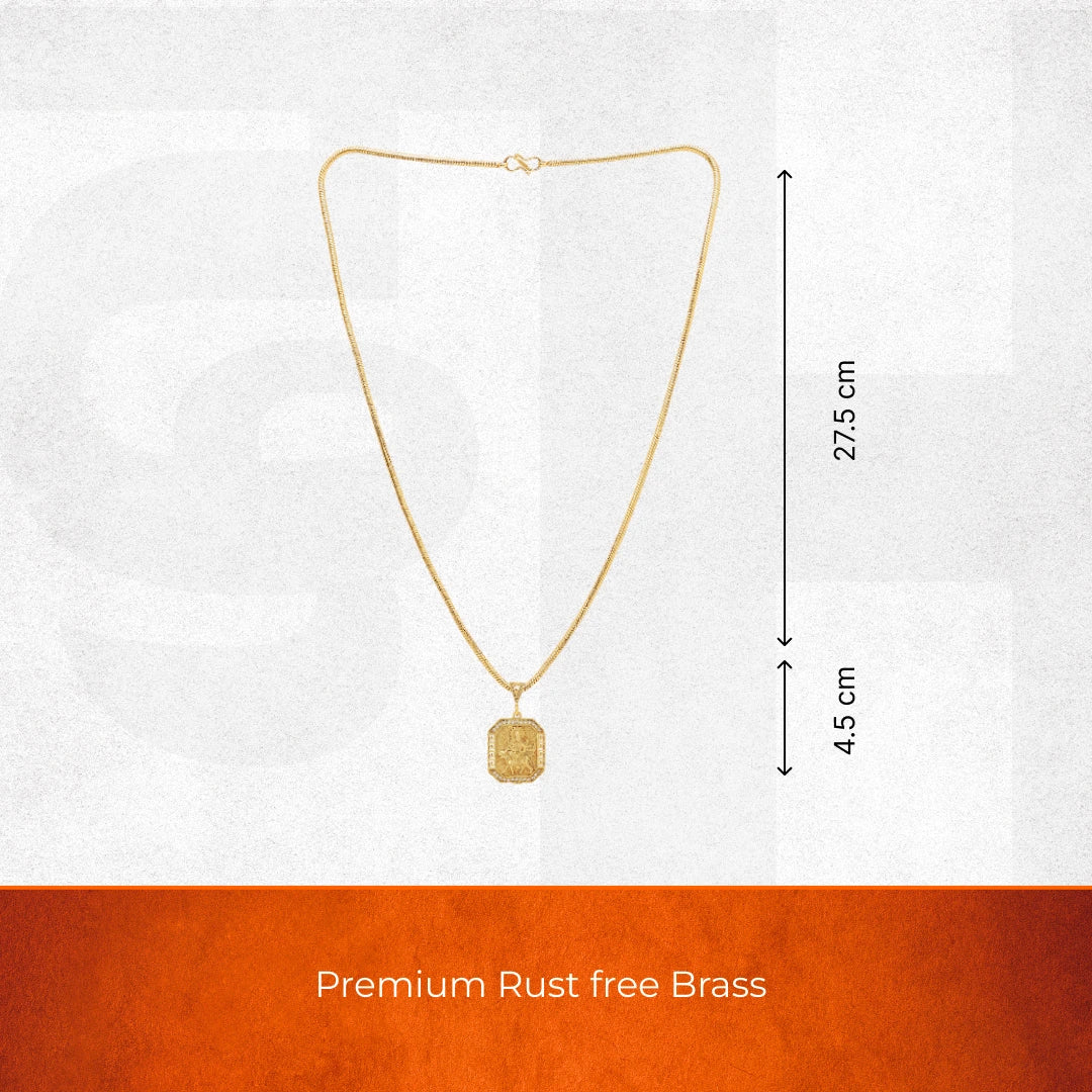 Gold Plated Maa Durga Pendant With Chain - view 2