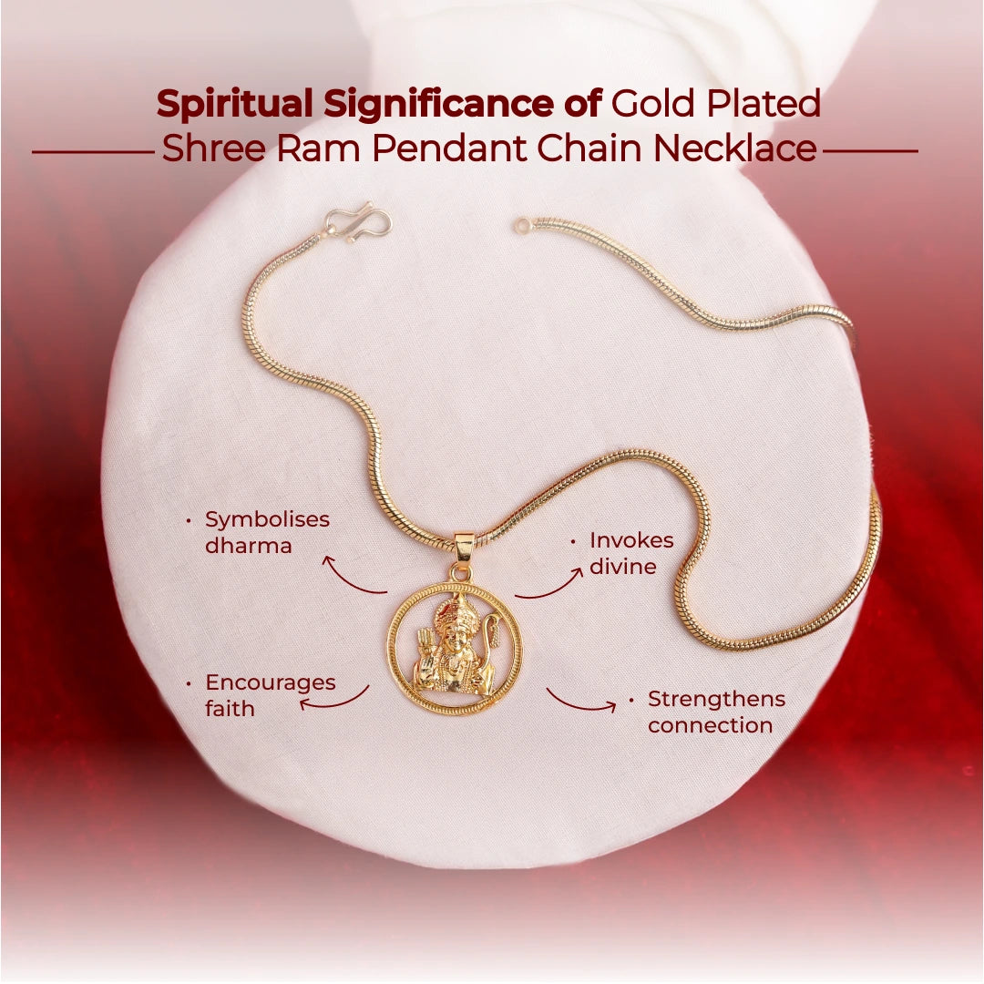 Gold Plated Shree Ram Pendant Chain Necklace - view 2