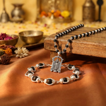 Lord Venkateswara Karungali Malai & Bracelet Silver Cap Combo (Certified)