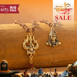 OM Shiva Trishool Rudraksha Necklace Combo with Adi Yogi Dual Tone Necklace