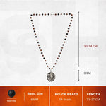 Rudraksha Karungali Malai in Silver-Cap with Lord Murugan Face Pendant - view 2