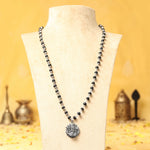 Lord Murugan Face Pendant with Silver Capped Karungali