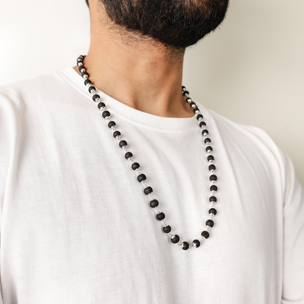 Karungali Malai Silver Cap Necklace with Govt. Certified New