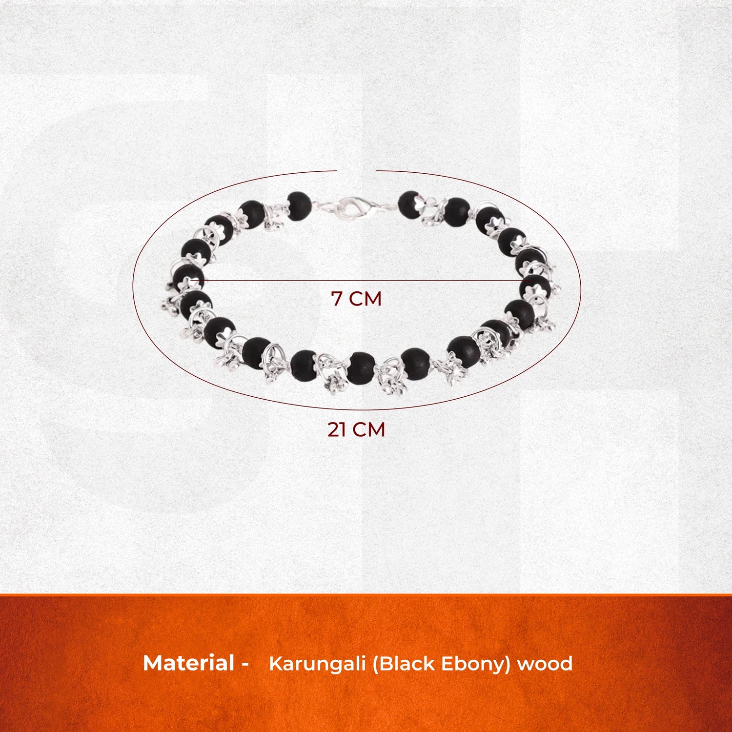 Karungali Beads Floral Silver Bracelet