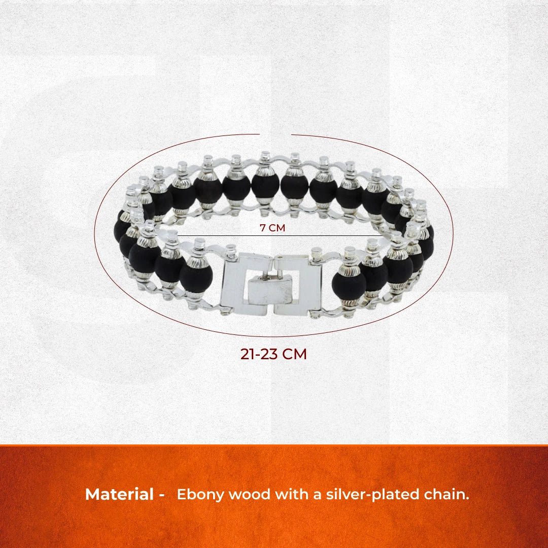Silver-Plated Karungali Chain Bracelet - Made from Natural Ebony Wood