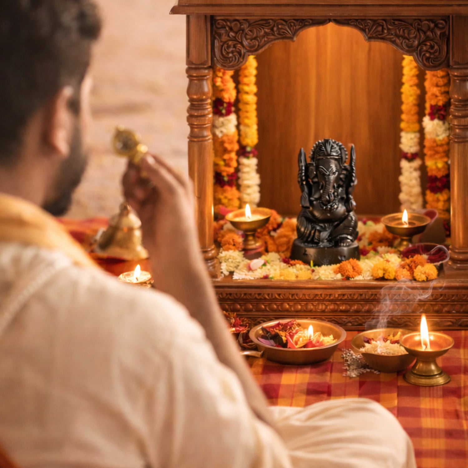 Divine Hindu Lord Ganesh Karungali Idol – Ebony Wood