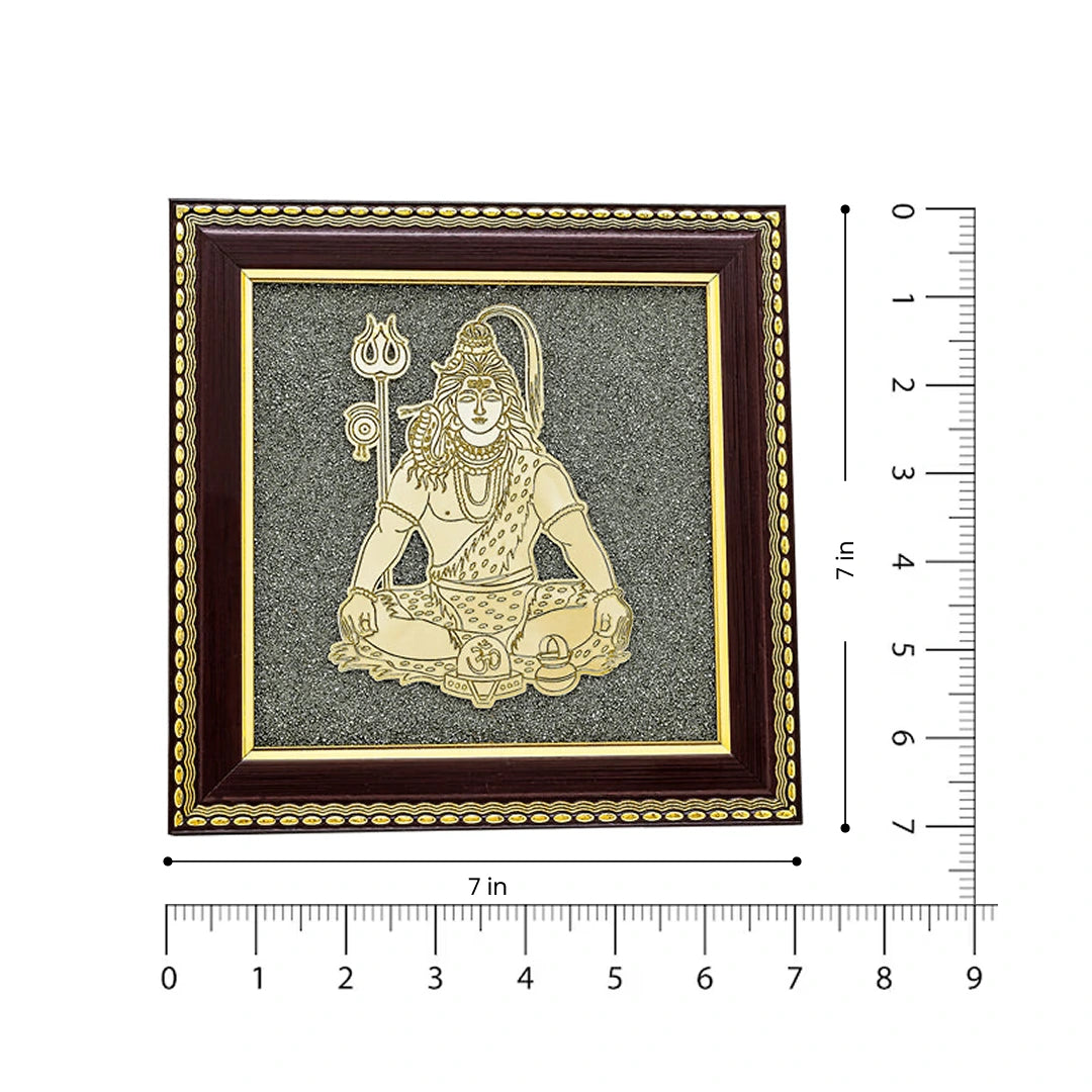 Lord Shiva Meditation Raw Pyrite Frame for Inner Peace