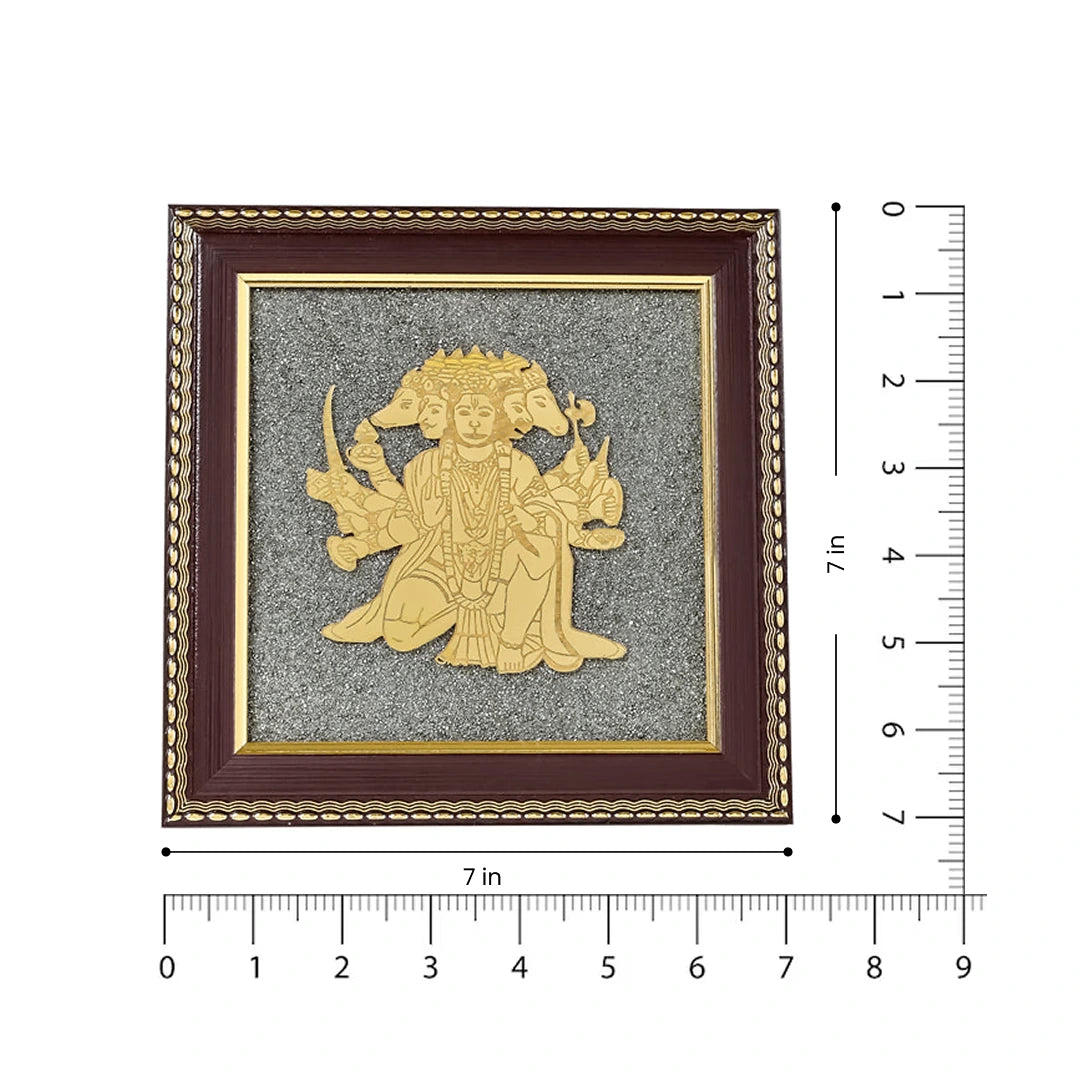 Panchamukhi Hanuman Raw Pyrite Frame for Strength & Protection
