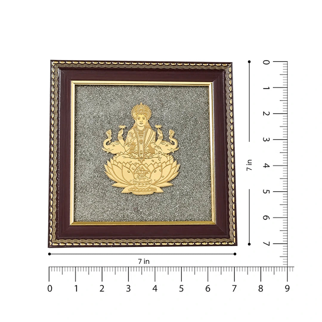 Goddess of Wealth & Fortune Gajalakshmi Raw Pyrite Frame